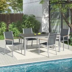 Stern Cardiff Gartenmöbel-Set 5-tlg. Tisch 160x90cm Silbergrau