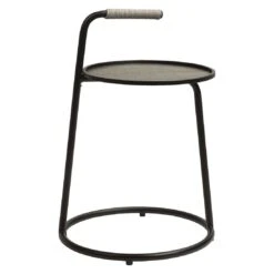 Stern Edi Beistelltisch 48x48 Cm Aluminium/Textilene Schwarz Matt/Leinen Grau