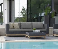 Stern Fontana Gartensofa Teak/Geflecht Basaltgrau/Seidengrau
