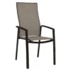 Stern Kari Hochlehner-Stapelsessel Aluminium/Textilene Schwarz Matt/Leinen Grau