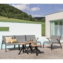 Stern Laris Lounge Mittelmodul Aluminium/Textilene Schwarz Matt/Leinen Grau -Gartenmobel Verkauf stern laris mittelmodul aluminium textilene 1363101 3
