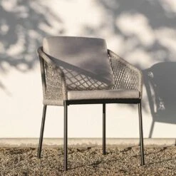 Stern Odea Diningsessel Aluminium/Rope Inkl. Kissen Schwarz Matt/Salt -Gartenmobel Verkauf stern odea diningsessel aluminium kordel inkl kissen 1363189 8