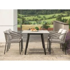 Stern Odea Diningsessel Aluminium/Rope Inkl. Kissen Schwarz Matt/Salt -Gartenmobel Verkauf stern odea diningsessel aluminium kordel inkl kissen 1363189 9