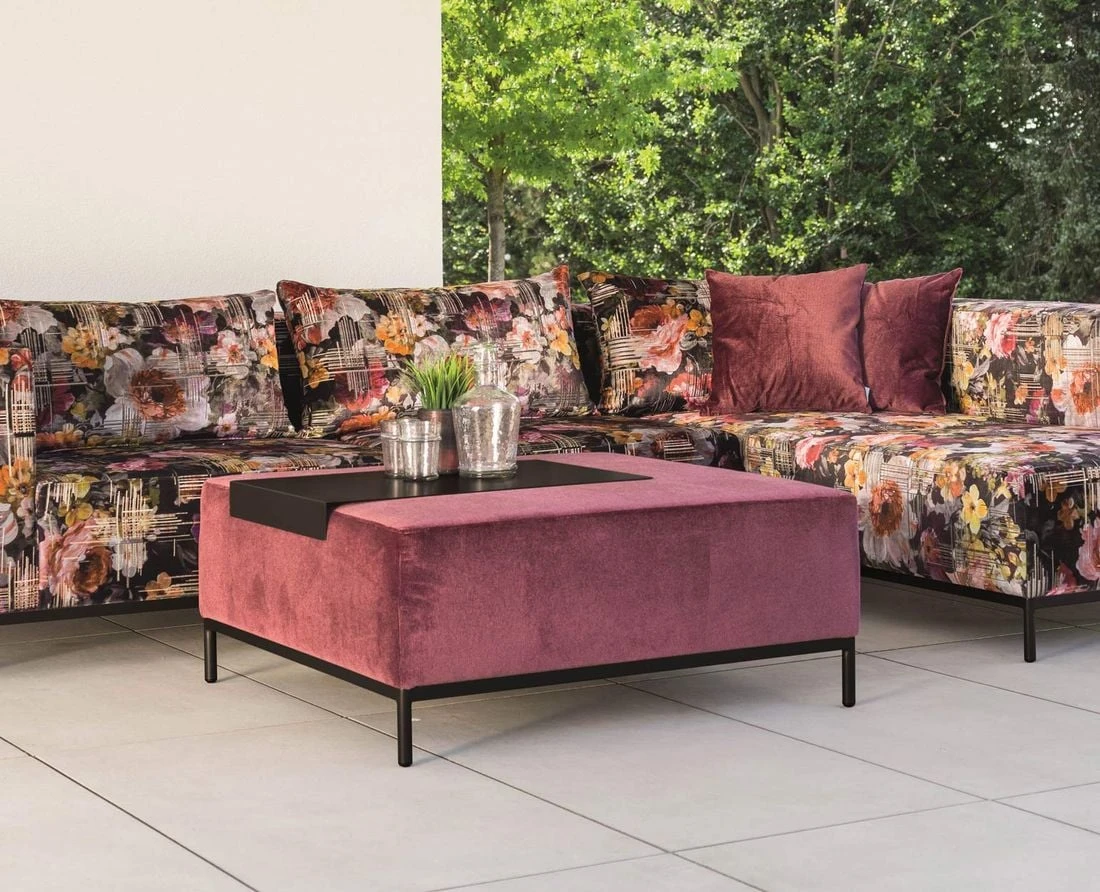 Stern Taavi Flower Hocker Aluminium/Polster Schwarz Matt/Weinrot 1 Stern Taavi Flower Hocker Aluminium/Polster Schwarz Matt/Weinrot