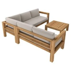 OUTLIV. Stockton Ecklounge 4-teilig Akazie/Polster Teaklook/Taupe -Gartenmobel Verkauf stockton loungeset 4tlg akazie natur taupe 3