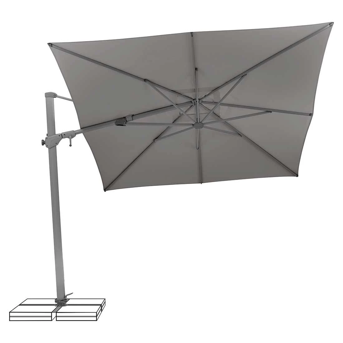 Suncomfort Varioflex Ampelschirm 300x300cm Stone Grey 3 Suncomfort Varioflex Ampelschirm 300x300cm Stone Grey – Bild 3