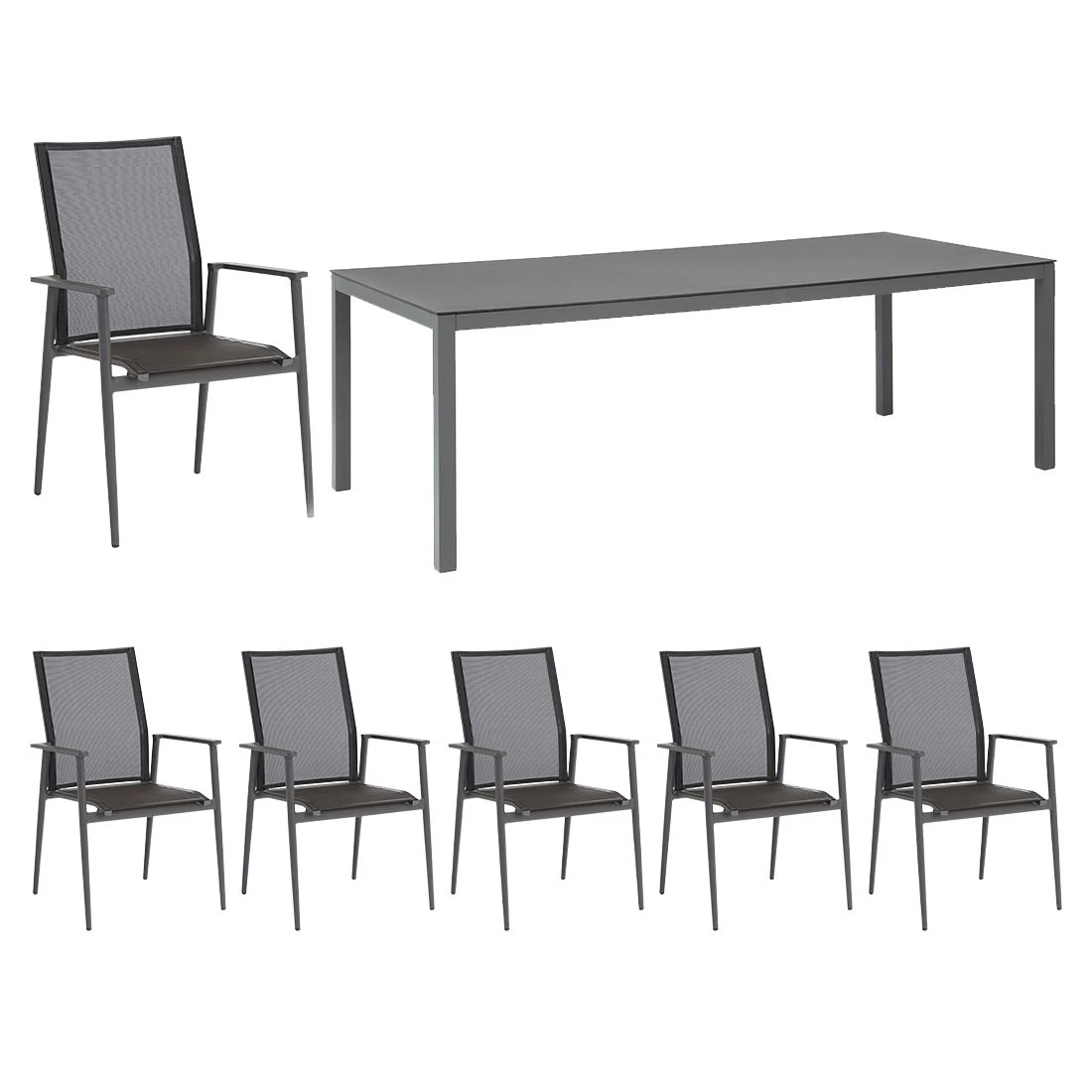 Sungörl Bornheim Gartenmöbel-Set 7-tlg. Tisch 220x100cm Anthrazit/Schwarz 1 Sungörl Bornheim Gartenmöbel-Set 7-tlg. Tisch 220x100cm Anthrazit/Schwarz