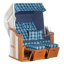 Sunny Smart Rustikal 255 Plus Strandkorb Geflecht/Fichte Weiß