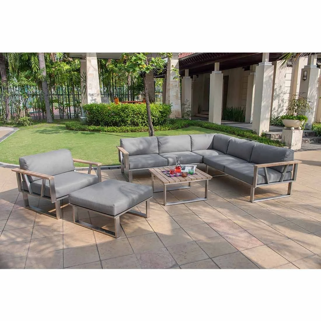 Zebra Belvedere Eck-/Endmodul Edelstahl/Olefin Edelstahl/Grau 4 Zebra Belvedere Eck-/Endmodul Edelstahl/Olefin Edelstahl/Grau – Bild 4