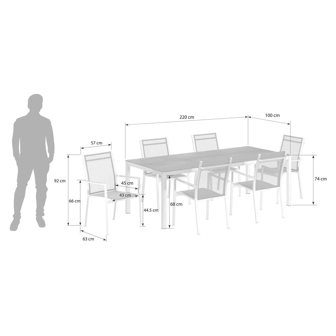 Zebra One Gartenmöbelset 7-tlg. Mit Tisch 220x100 Cm Dunkelgrau/Zement Dunkel 3 Zebra One Gartenmöbelset 7-tlg. Mit Tisch 220x100 Cm Dunkelgrau/Zement Dunkel – Bild 3