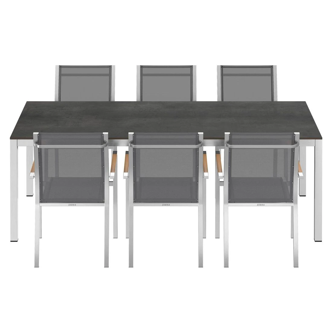 Zebra One Gartenmöbelset 7-tlg. Mit Tisch 220x100 Cm Dunkelgrau/Zement Dunkel 4 Zebra One Gartenmöbelset 7-tlg. Mit Tisch 220x100 Cm Dunkelgrau/Zement Dunkel – Bild 4