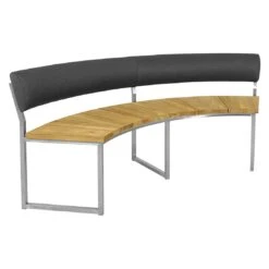 Zebra Onyx Gartenbank Edelstahl/Teak/Tuvatextil Silber/Turmalln Grey