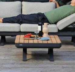 Zebra Sky Loungetisch 70x70cm Aluminium/Teak Graphit/Natur