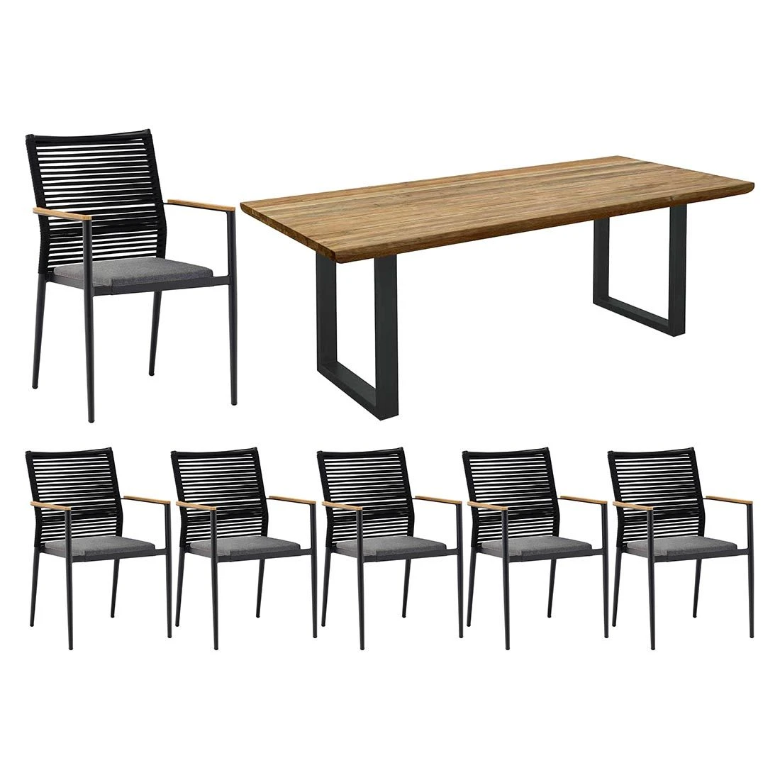 Zebra Spider Gartenmöbel-Set 7-tlg. Mit Tisch 200x100cm Graphit 1 Zebra Spider Gartenmöbel-Set 7-tlg. Mit Tisch 200x100cm Graphit